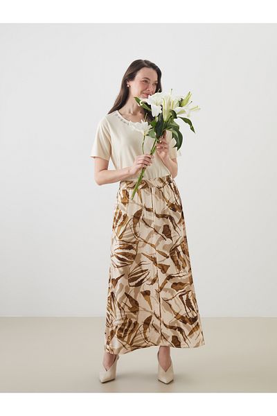 LC Waikiki Patterned A-Line Skirt with Elastic Waist