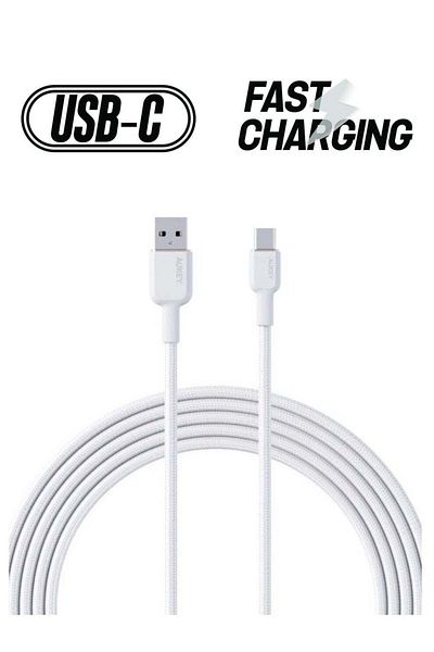 AUKEY 1 M Nylon Braided Usb-a To C Cable Cb-nac1 White