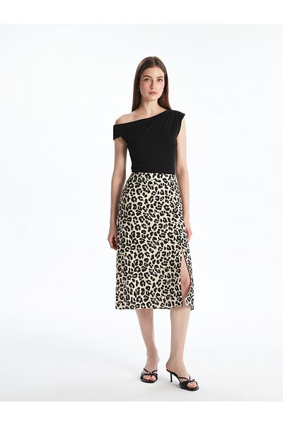 LC Waikiki Leopard Print Skirt with Elastic Waist