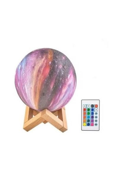 Rovitech Night light, 3D- Moon, remote control, wooden stand, moon diameter 12 cm