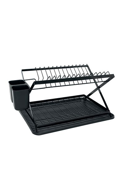 Viyogo Scurgator vase cu 2 nivele, pliabil, sistem de scurgere, 42 (L) cm x 30 (l) cm x 29.5 (H) cm, negru