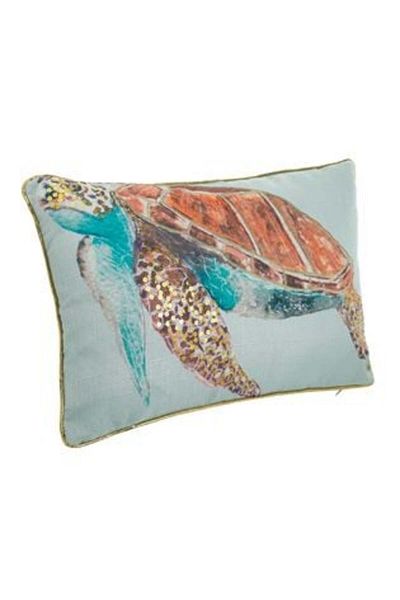 OEM Decorative Summer Pillow with Turtle Sequin & Bright Edge for Sofa 50x30x10 cm