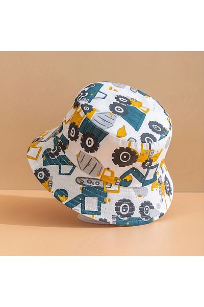 GlassySKY (1-3 Years Old) Excavator Themed Hat Sun Protection Hat for Children, Outdoor Summer Beach Vacation
