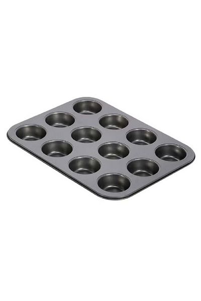 rexa Non-Stick Cupcake & Muffin Baking Pan – 35x26cm Black Tray
