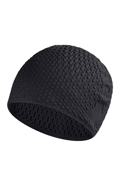 Generic Silicone Swimming Cap for Long Hair Large Size Ear Protection Comfortable Fit Black