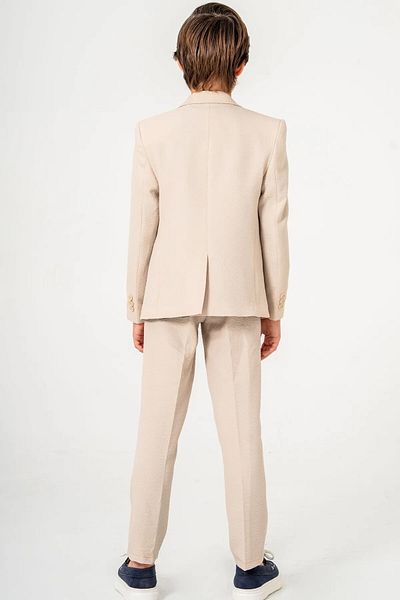 DUBAİ ÇOCUK Boy's Linen Look Seersucker Suit – Relaxed Fit with Elastic Waist
