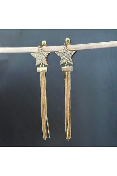 argint 925 Long star earrings