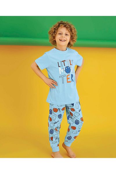 Aydoğan Costum de pijama pentru băiat cu mânecă scurtă 100% bumbac 250187