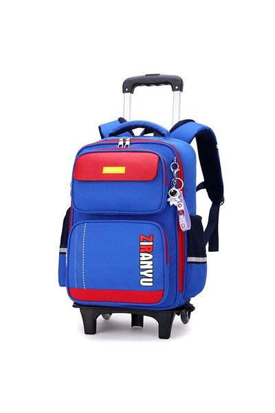 huitich 2-Wheel Kids Trolley Backpack Stylish and Durable School Bag for Students Blue