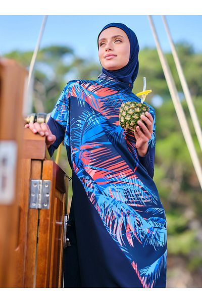ALFASA Palmiye Άνετο Μαγιό Hijab - Navy Blue - Alfasa