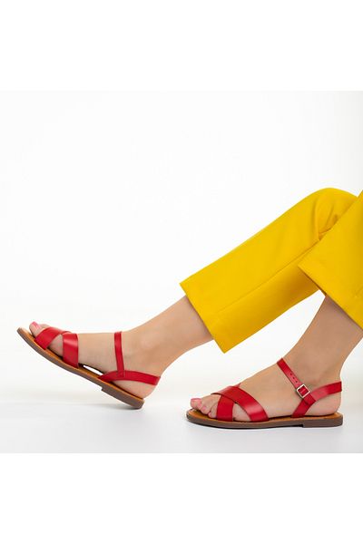 Kalapod Women's red sandals made of organic leather Mateja