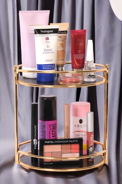 DEKORANLA Çift Katlı Kozmetik ve Takı Düzenleyici, Banyo ve Makyaj Organizeri