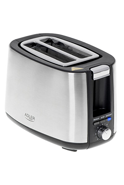 adler AD 3214 900W Τοστιέρα 2 θέσεων, 7 επίπεδα ψησίματος, Ασημί