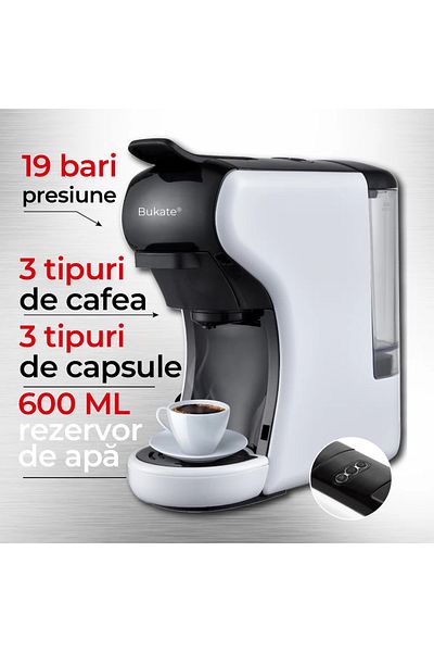 Bukate Espressor Multifunctional 5 in 1 Bukate® - Aparat de Cafea pentru Capsule Nespresso, Dolce Gusto