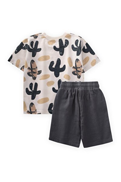 Cigit Σετ μπλουζάκι με στάμπα Cactus 2-8 ετών εκρού