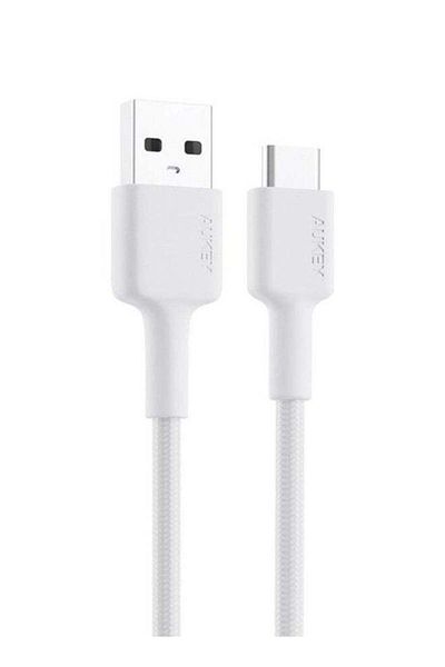 AUKEY Braided Nylon Sync & Charge Usb-a To Usb-c Cable 0.9m Cd30 White
