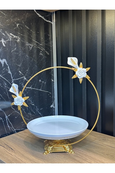 ZEKİ HEDİYELİK Metal Ayaklı Porselen Kek Standı