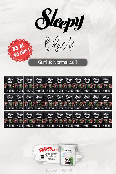 Sleepy Buy 33 Pay 30 Black Normal 40-Piece Daily Pad, Rosie Gift