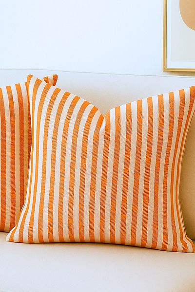 KAMİZ Striped Cotton Linen 2-Piece Throw Pillow Cover