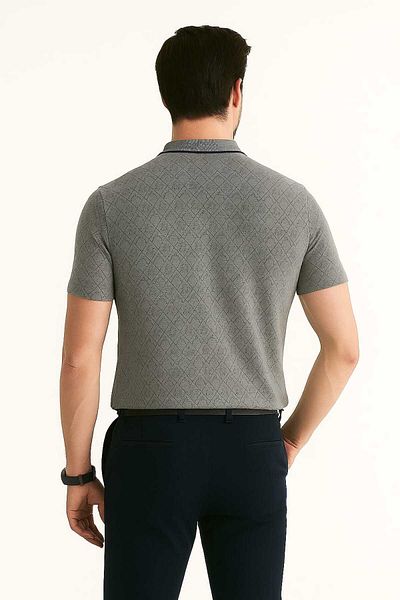 gigigiyim Baklava Patterned Polo Neck Men's T-Shirt Blue