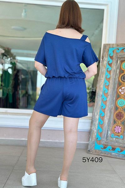 İnce Topuk Off Shoulder Crystal Fabric Jumpsuit 5Y409