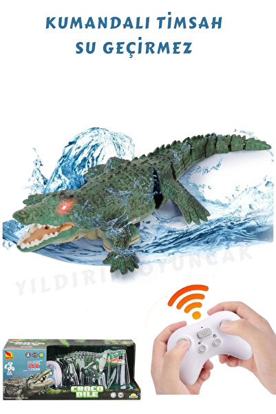 YILDIRIM OYUNCAK Şarjlı Uzaktan Kumandalı Suda Yüzen Timsah Deniz Havuz Oyunc...