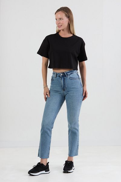 Fulla Moda Basic Crew Neck Oversize Crop T-shirt
