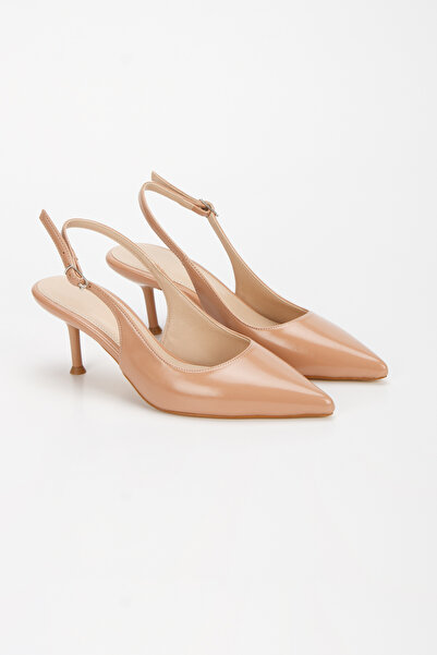 PASSAGE SHOES Women's Pointed Toe Open Back Heeled Shoes 3097 Nut