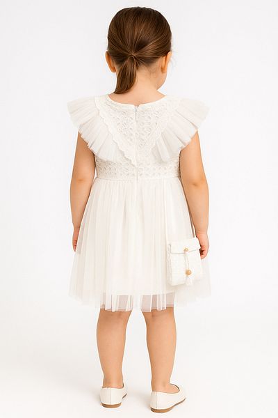 DUBAİ ÇOCUK Girl's Tulle Detailed Dress with Bag