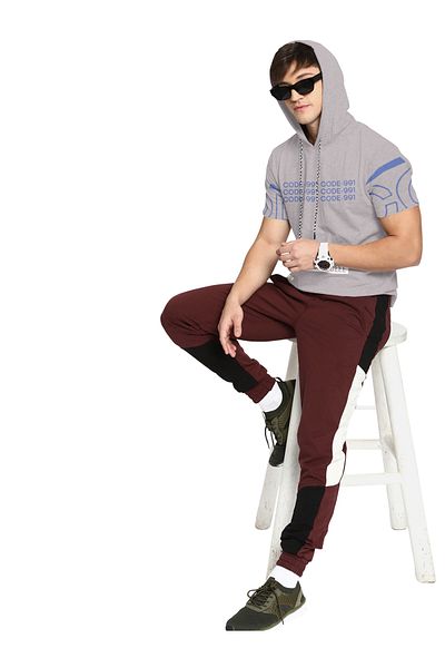 COLOR HUNT 100% Cotton Men's Trendy Half Sleeve T Shirt with Hoodie