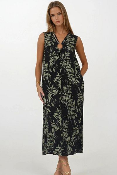 VAGGON Rochie de damă, kaki deschis, cu model, cu buzunare duble, cu accesorii, Vs00267
