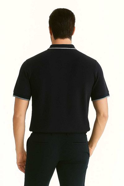 gigigiyim Μονόχρωμο Ανδρικό T-Shirt Polo Neck Plus Size Smoked
