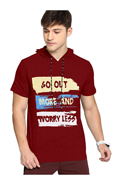 COLOR HUNT 100% Cotton Men's Trendy Half Sleeve T Shirt with Hoodie