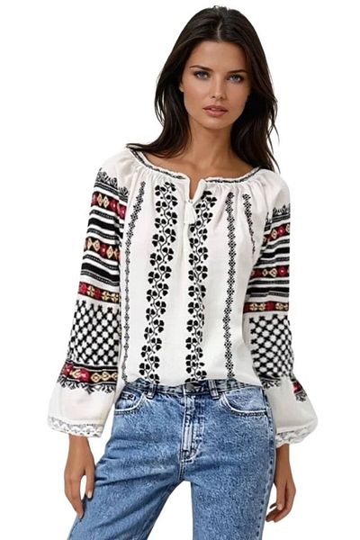 rody's forever Women's blouse type ie D24 optical white/black, size 2XL