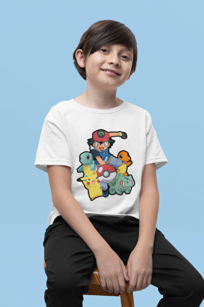 SEVBANO تي شيرت بوكيمون بيكاتشو مطبوع للأطفال للجنسين (1-12 سنة)