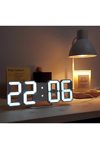 DEKORANLA Dijital LED Saat, Alarm, Sıcaklık ve Tarih Gösterge, Otomatik Işıkl...
