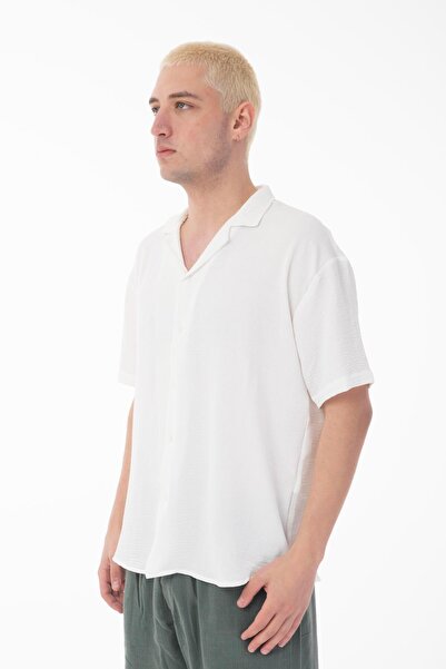 Rocqerx R-3737 Ελαφρύ μεγάλο μέγεθος Apaş γιακά κοντομάνικο πουκάμισο Ayrobin