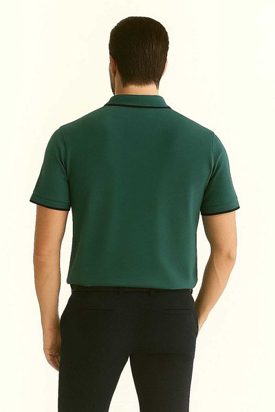 gigigiyim Solid Color Large Size Polo Neck Men's T-Shirt Green