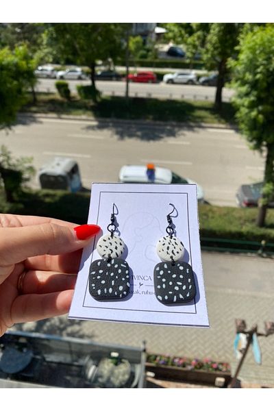 VIVINCA Handmade Polymer Clay Colorful Vibrant Lightweight Earrings - Vivinca Mono Dots
