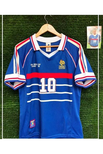 DAYIBALI DÜKKAN Dayibali France Zidane 1998 World Cup Short Sleeve Nostalgia Jersey