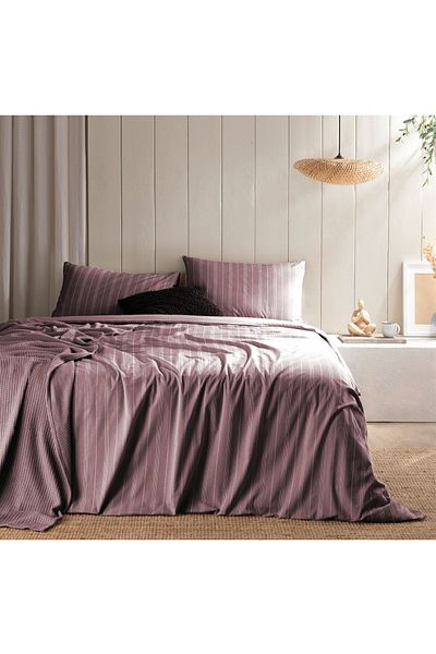Bayev The Time Purple Color Striped Modern Double Duvet Cover Set