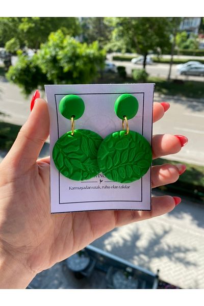 VIVINCA Handmade Polymer Clay Colorful Vibrant Lightweight Earrings - Vivinca Color of Soul Green