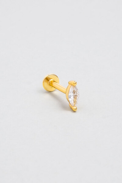 So CHIC... Markiz Kesim 18 Ayar Sarı Altın Kaplama Gümüş Tragus-Helix Piercing