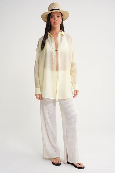 Mixray 4667 Women's Slim Oversize Modal Shirt Yellow