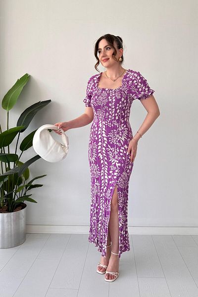 MaziButik Φόρεμα με σχισμή μωβ