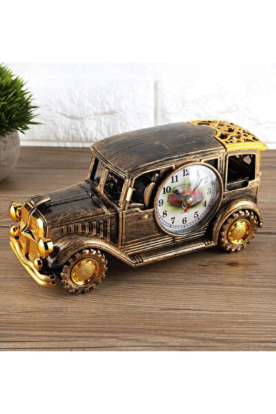 DEKORANLA Şık Araba Temalı Masa Saati ve Kalemlik, 11x22 cm, Dekoratif Hediye