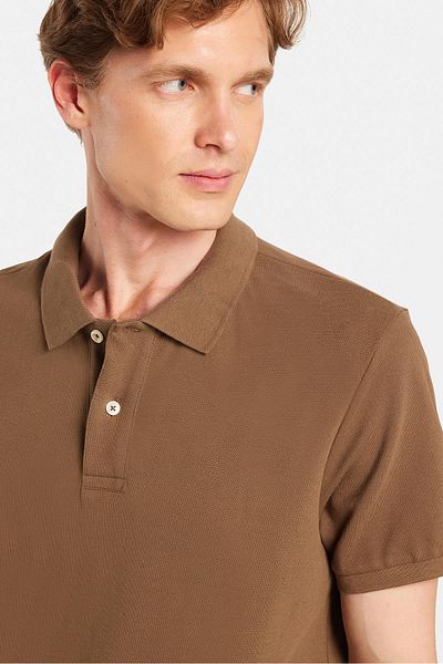 Tudors Ανδρικό T-shirt Slim Fit Slim Fit 100% βαμβακερό καφέ γιακά πόλο