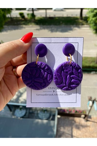 VIVINCA Handmade Polymer Clay Colorful Vibrant Lightweight Earrings - Vivinca Colorsof Soul Purple