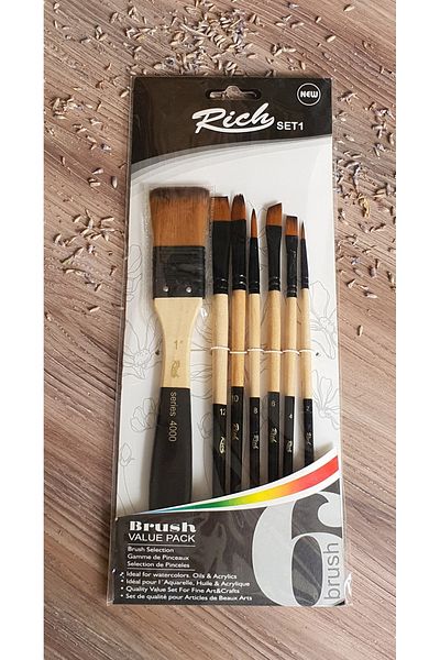 Rich Brush Set Set1 Set of 7 Multi-Purpose Synthetic Bristle Brushes with Floor Brush