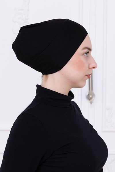 Loggia Snap-On Black Bonnet Front Seamless Non-Slip Elastic Women's Hijab Practical Snap-On Underwear Bonnet